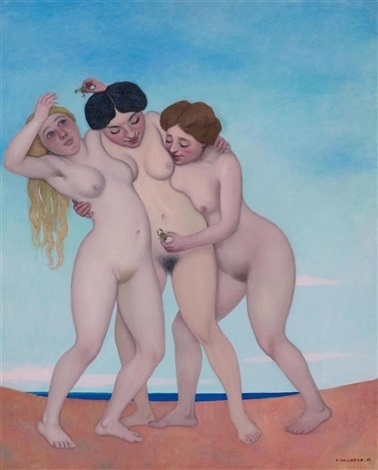 felix vallotton Three Females Playing With Crabs