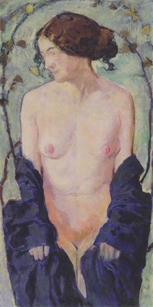 Female Nude with Blue Cloth koloman moser