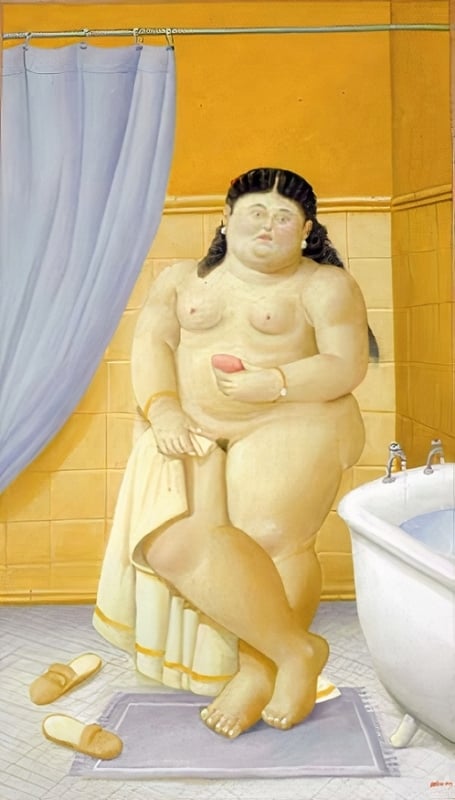 fernando botero Woman in Bathroom