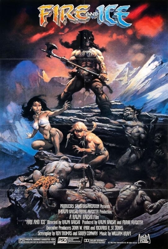 Film poster Fire and Ice by Frank Frazetta