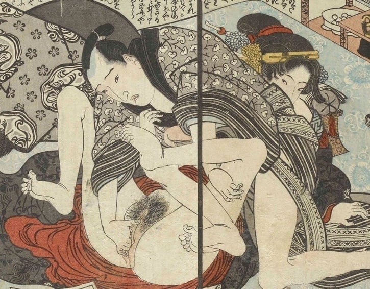 fisting in (Ehon Kaichū Kagami), attributed to Utagawa Toyokuni (detail)