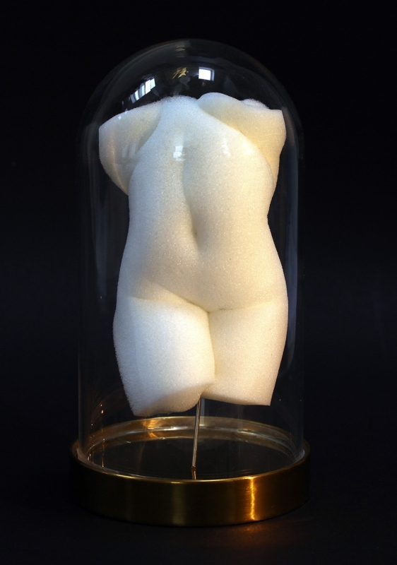 Foam sculpture in glass cloche by Etienne Gros