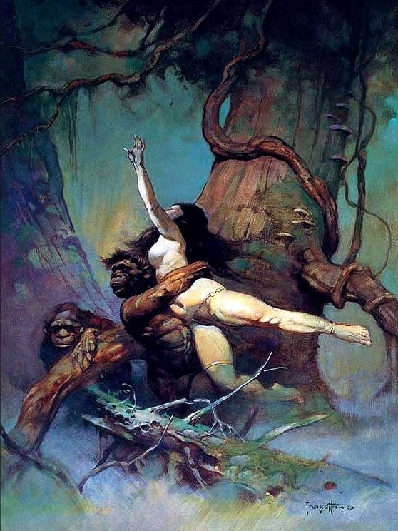 frank frazetta apes kidnap nude woman in the jungle