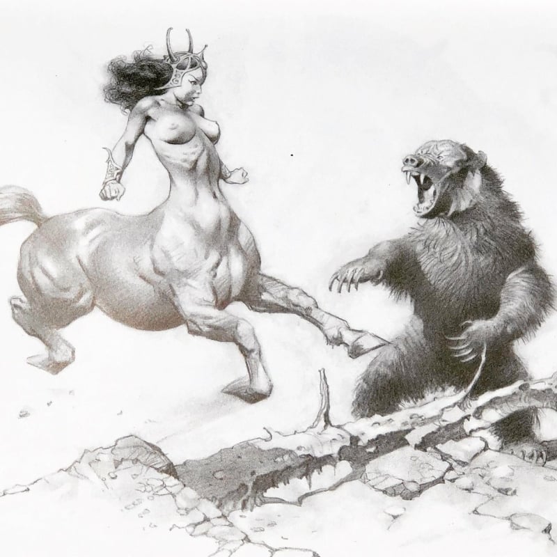 Frank Frazetta centaur with  and bear