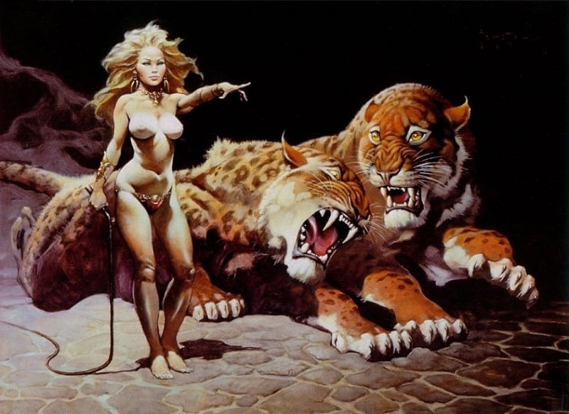 Frank Frazetta Countess with tigers