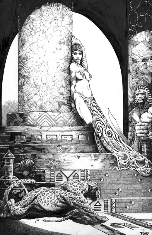 frank frazetta Egyptian Princess ink version