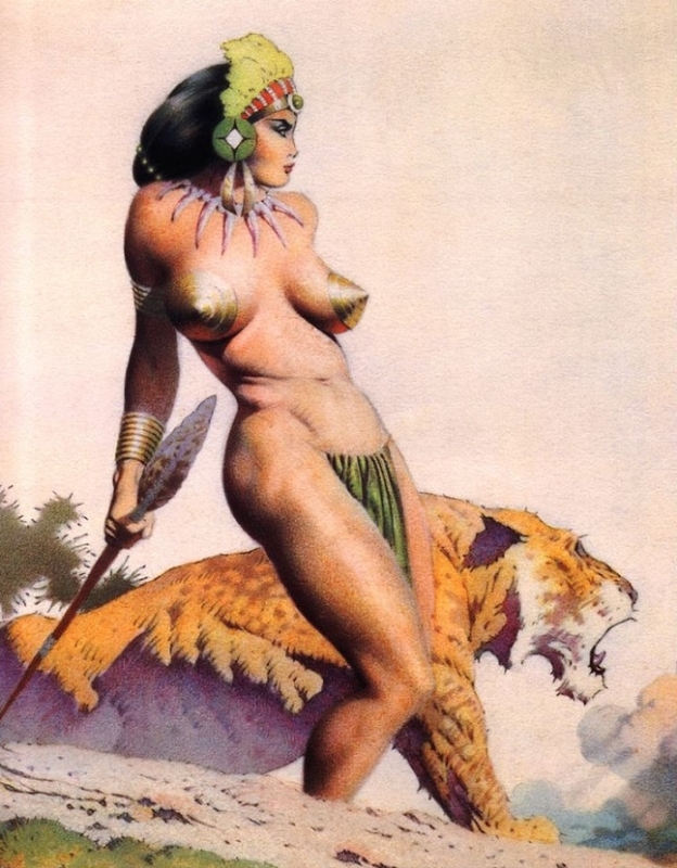 Frank Frazetta female warrior with tiger