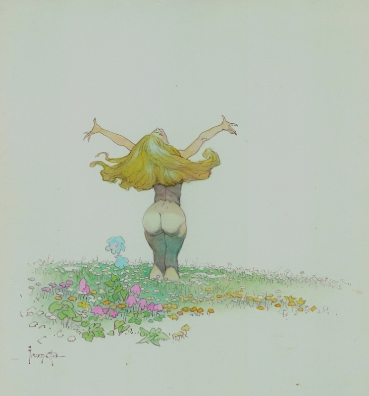 frank frazetta girl in a field