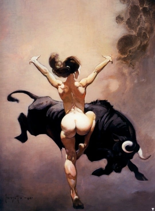 Frank Frazetta Nude with bull
