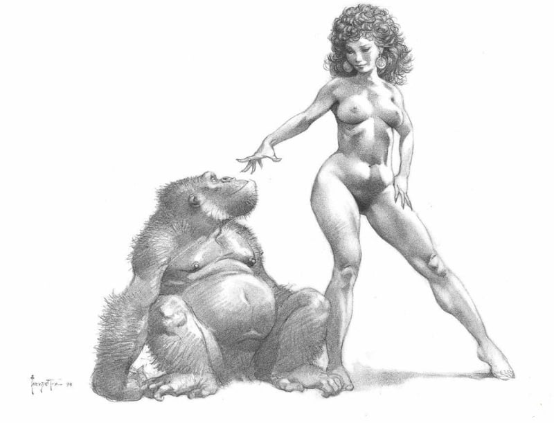 Frank Frazetta Nude with gorilla