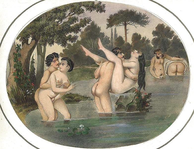 French erotic painting orgy in the stream