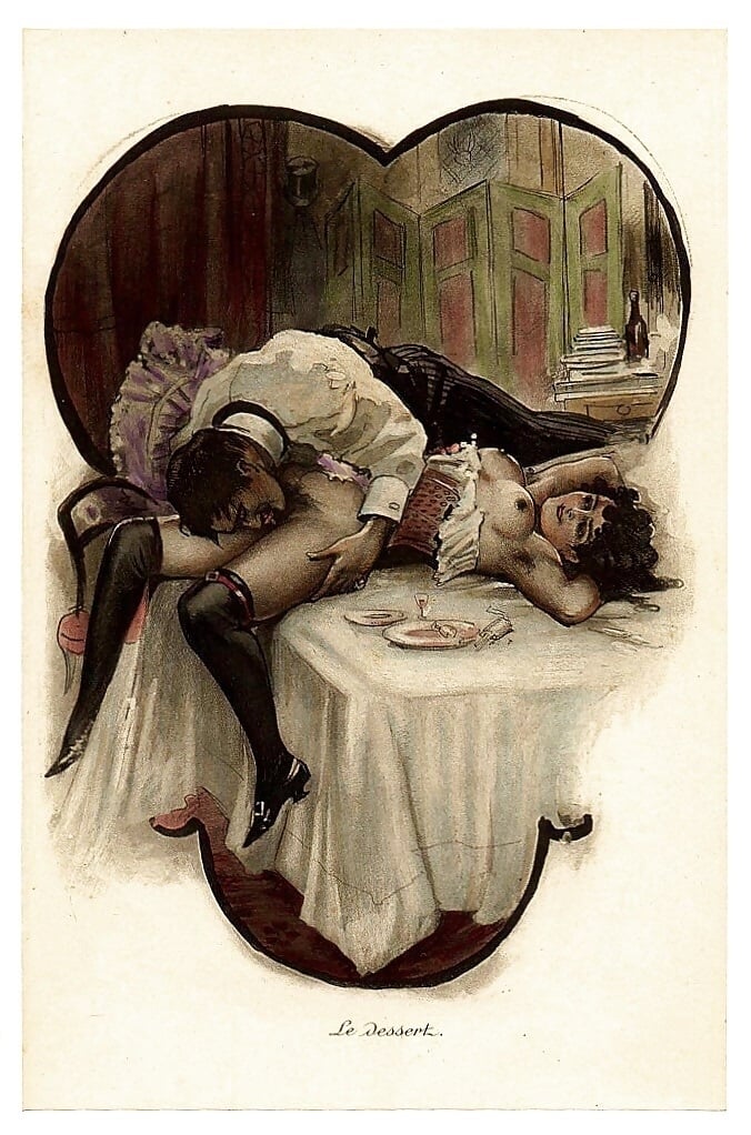 French erotic postcard cunnilingus