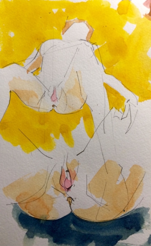 Frontal View, pencil and watercolour on paper Frontal View, pencil and watercolour on paper