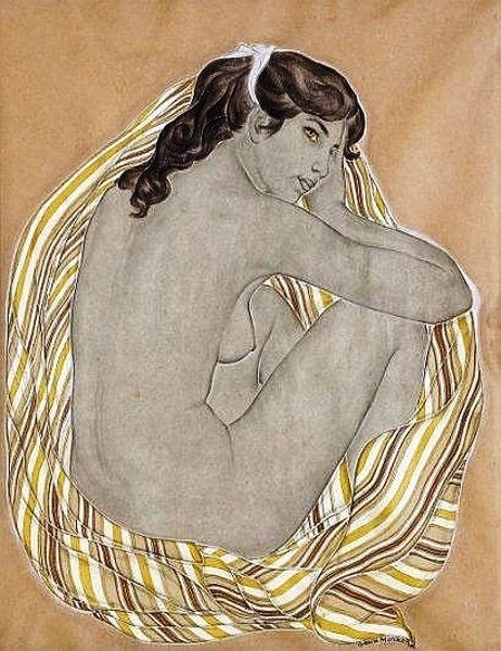 Genia Minache seated nude