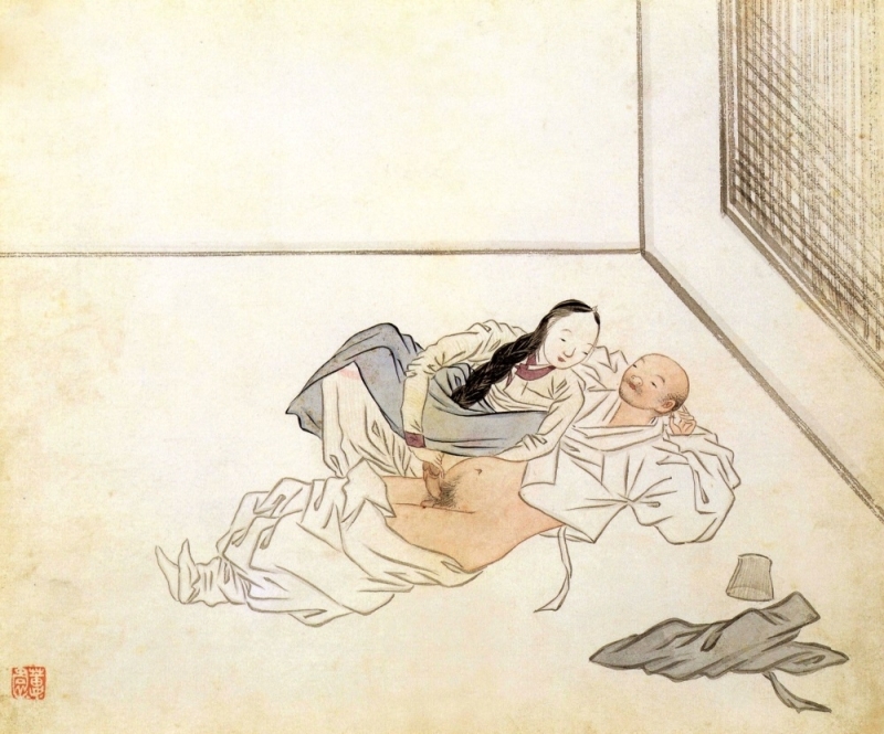 Geon-gon-one-hoedo. Monk with a girl