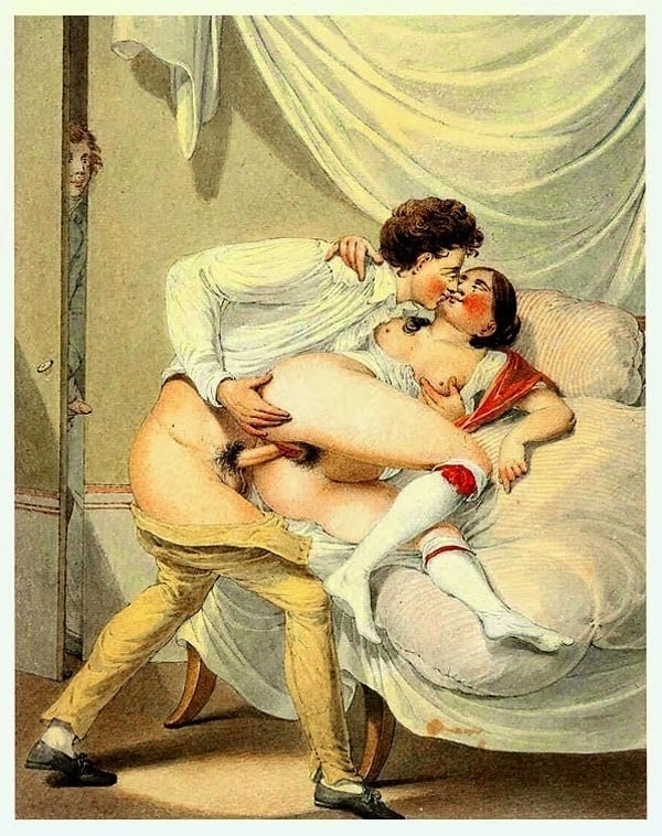 Georg Opiz erotic scene with a Peeping Tom