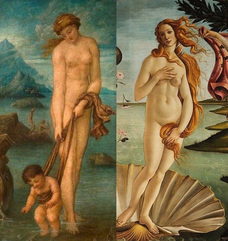george frederic watts Left: Woman and Child, Watts. Right: Botticelli, The Birth of Venus