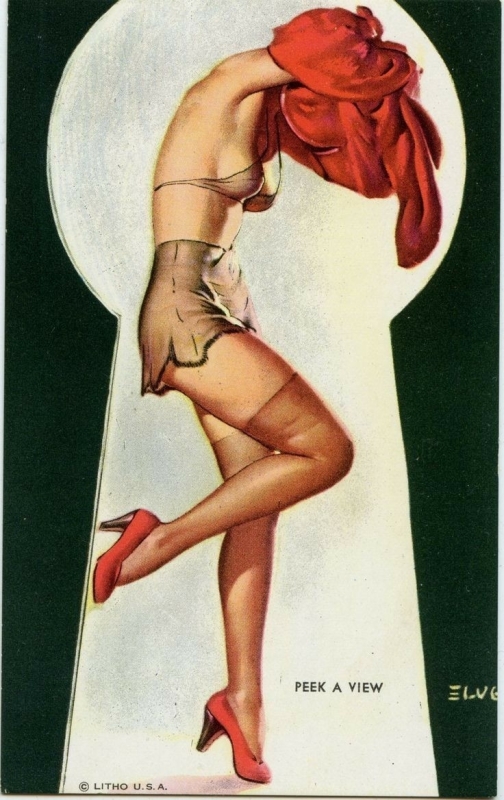 Gil Elvgren, All American Girls series color lithograph.