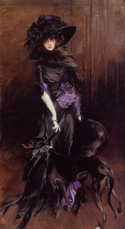 giovanni boldini Marchesa Luisa Casati, with a greyhound