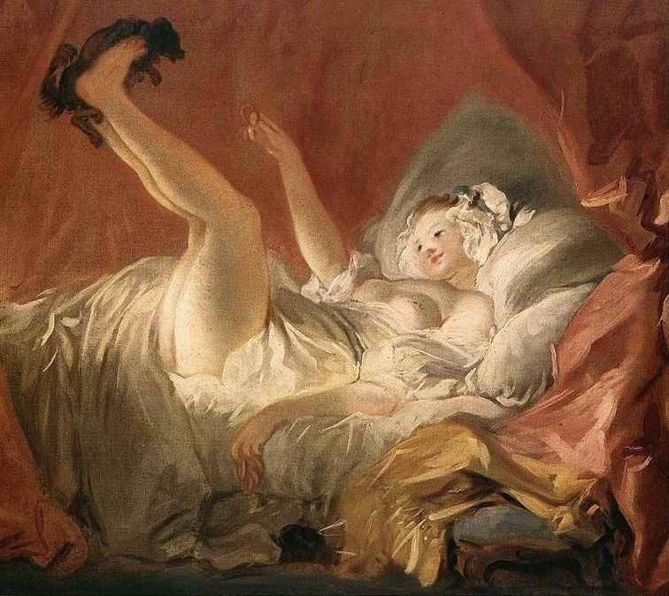 girl playing with dog by Jean-Honoré Fragonard