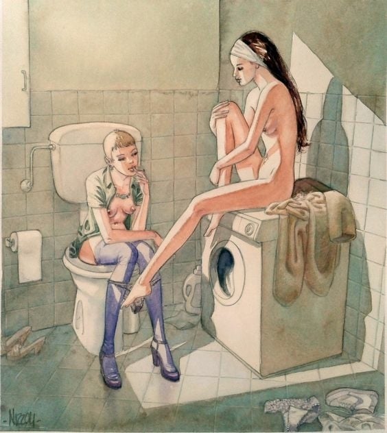 girls in toilet by Marco Nizzoli