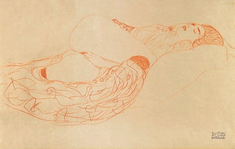 Gustav Klimt, Masturbating female, 1913