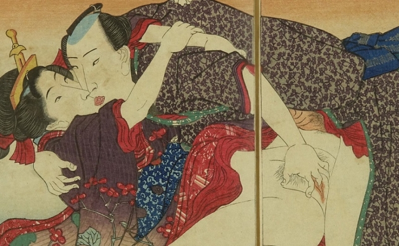 hana ikada shunga Kuniyoshi detail