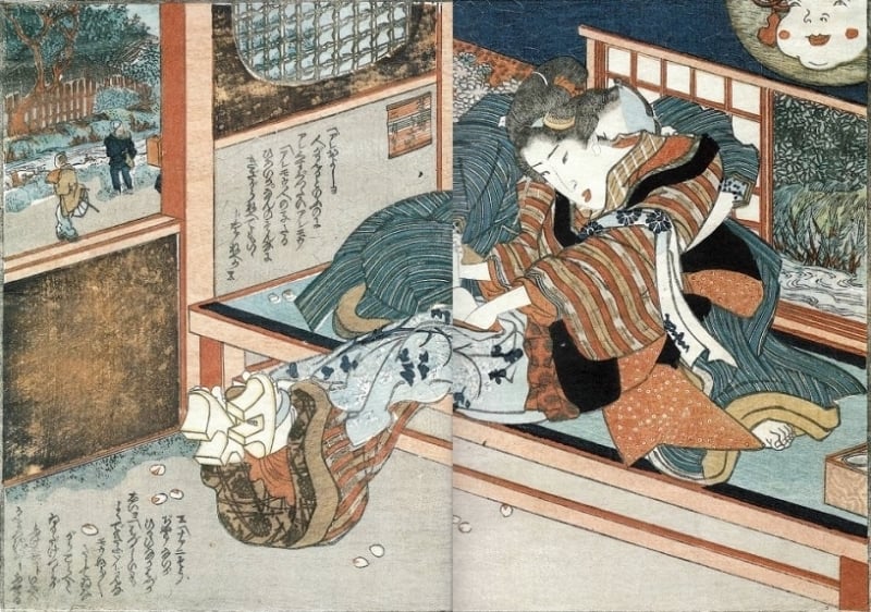 hanagoyomi couple in a teahouse