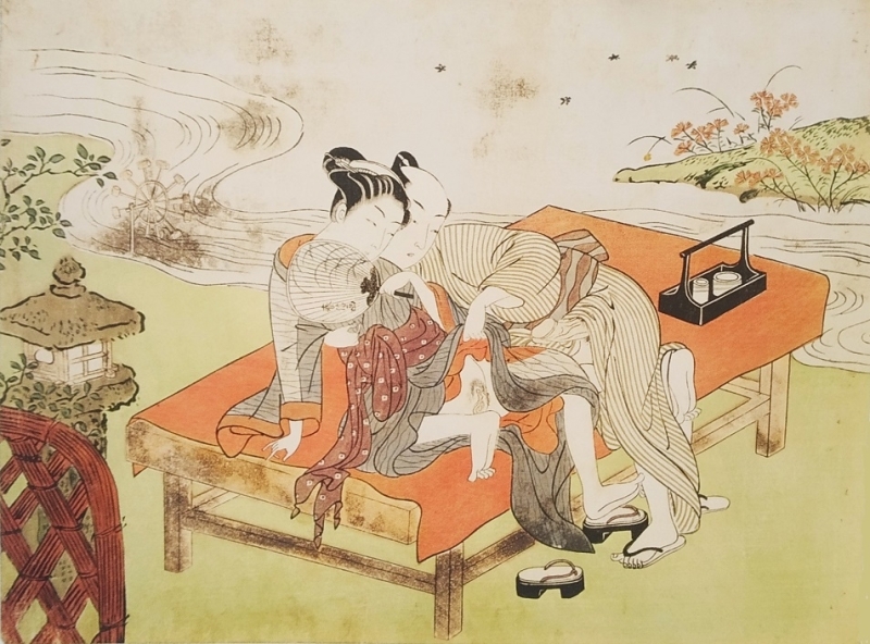 harunobu intimate couple near a stream