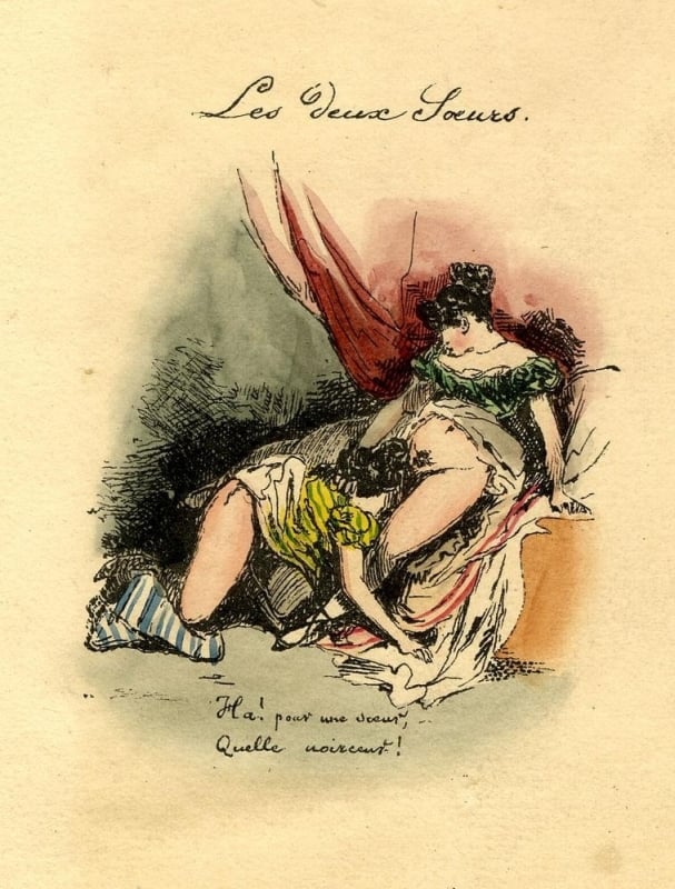 Henry Monnier, Les Deux Seours (The Two Sisters) from the series Chansons de P.J. Béranger, c. 1827