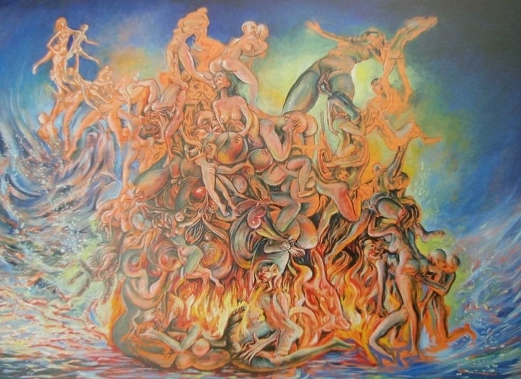 Höllen Orgie (orgy of hell), oil painting, 2006 – Mathias Erbe