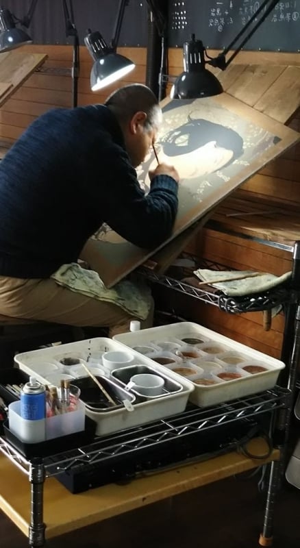 Ikenaga in his atelier