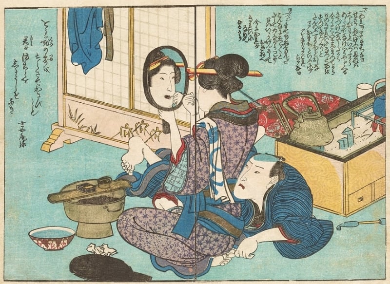 Illustration from Kuniyoshi's shunga book 'Hanayuki Ikichi Illustration from Kuniyoshi's shunga book 'Hanayuki Ikichi