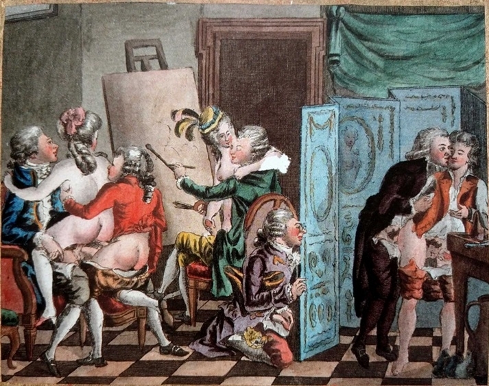 Illustrations from “Bigarrure”, aquarelle on copper engraving I, 1799 - anonymous