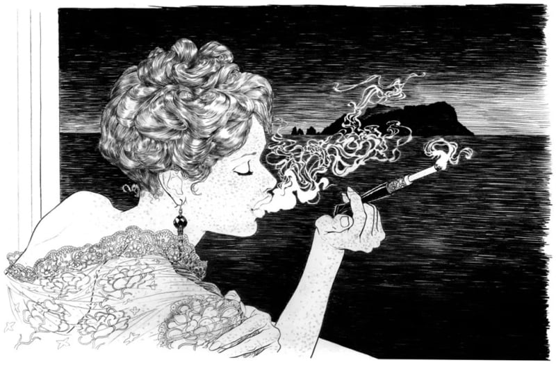 Indian Nights, cover drawing of the B&W version for the eponymous album