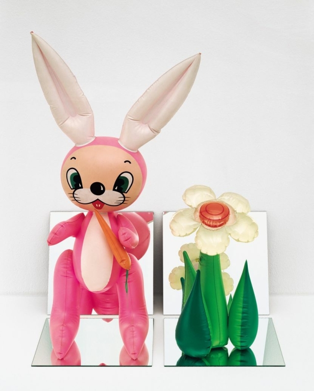 Inflatable Flower and Bunny (Tall White, Pink Bunny) by Jeff Koons