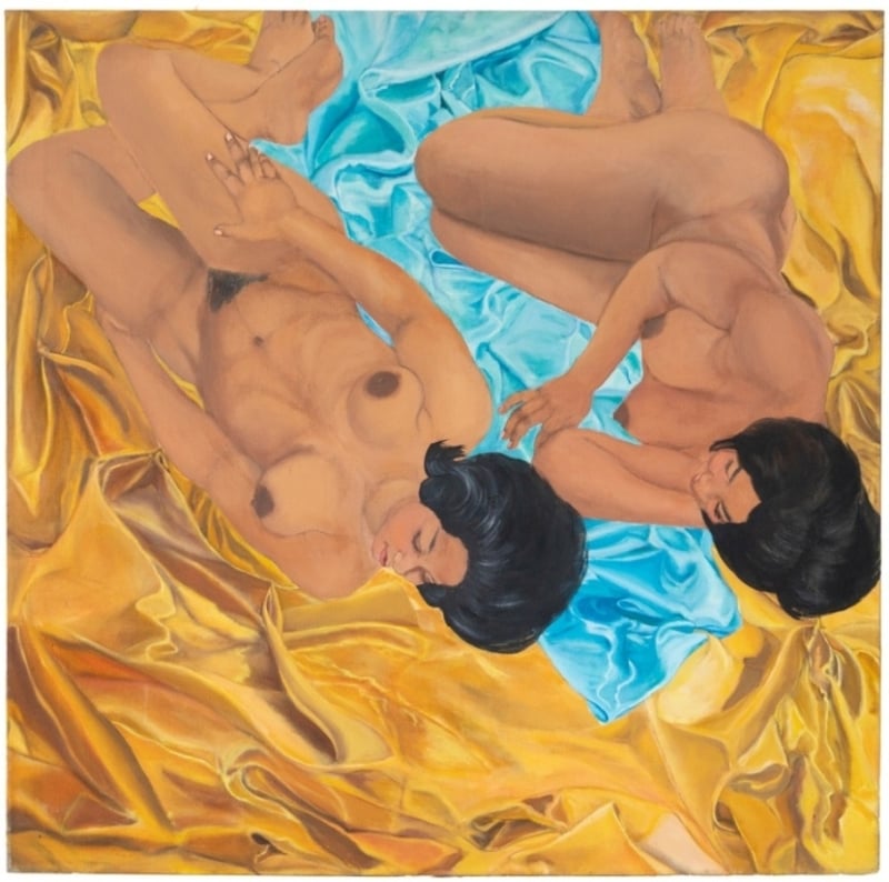J x 2, 1971 acrylic on canvas by Martha Edelheit, Eric Firestone Gallery East Hampton, New York