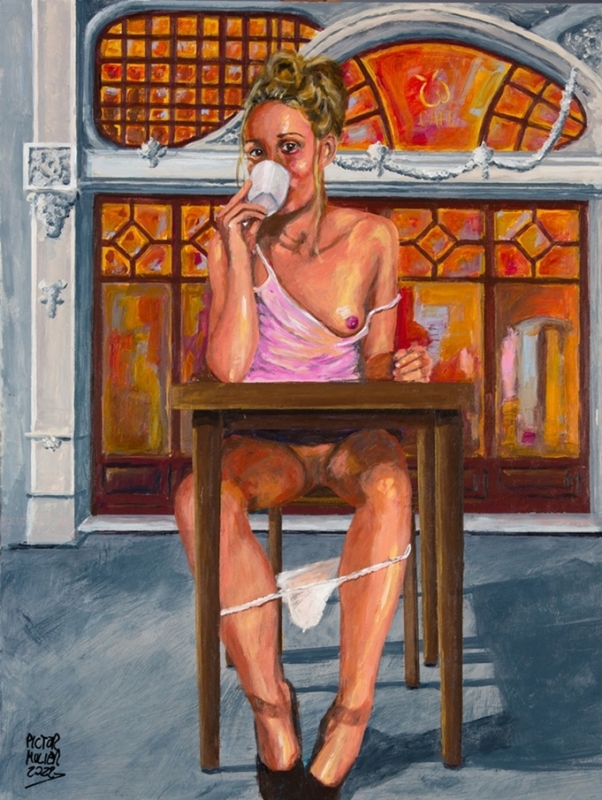 J'aime enlever ma culotte pour boire du cafe (I like to take off my panties to drink coffee) by Pictor Mulier