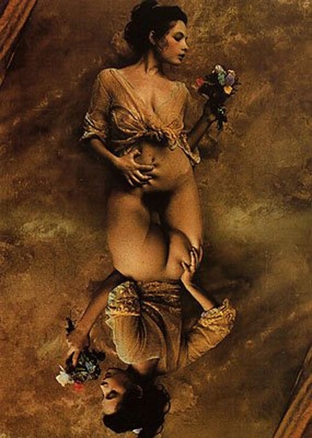 Jan Saudek mirroring female nude