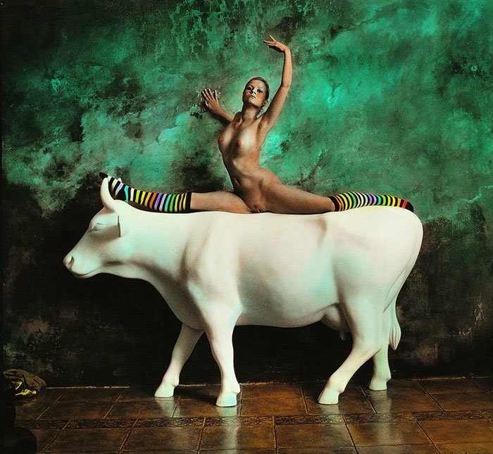 jan saudek nude female on cow