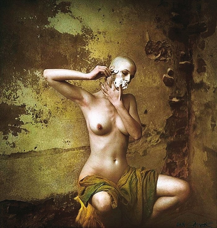 jan saudek nude female shaving her head