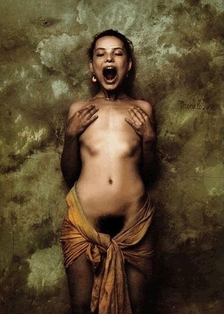 Jan Saudek screaming nude girl