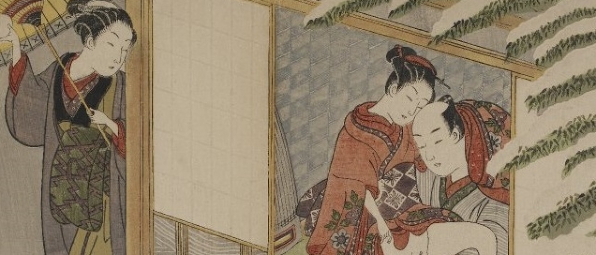 Harunobu&#8217;s Jealous Geisha with Snowball