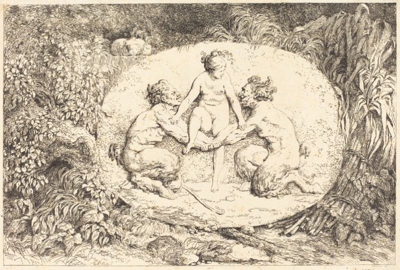 Jean Honore Fragonard The Nymph Supported by Two Satyrs