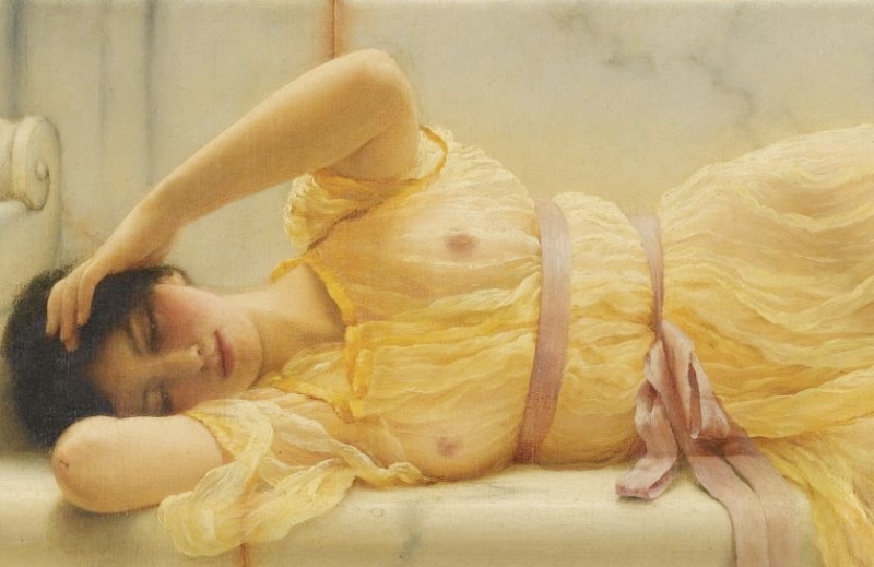 John William Godward, Girl in yellow Drapery, 1901 (detail) John William Godward, Girl in yellow Drapery, 1901 (detail)