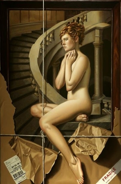 Juan Medina nude female on the stairs