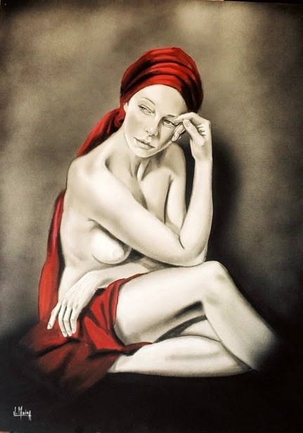 Juan Medina nude with red headscarf