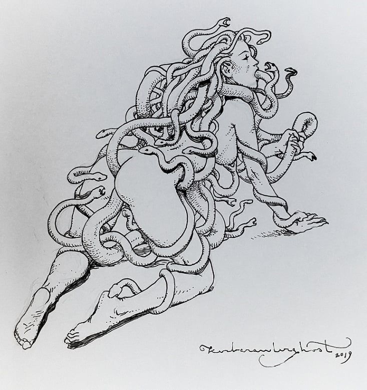 kerbcrawlerghost aroused Medusa and snakes