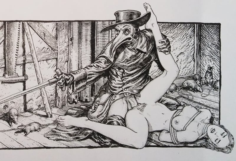 KerbCrawlerGhost plague doctor molesting a tied girl