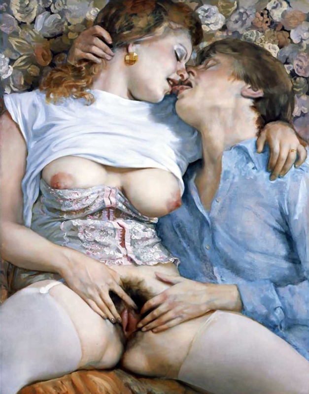 kissing couple by John Currin